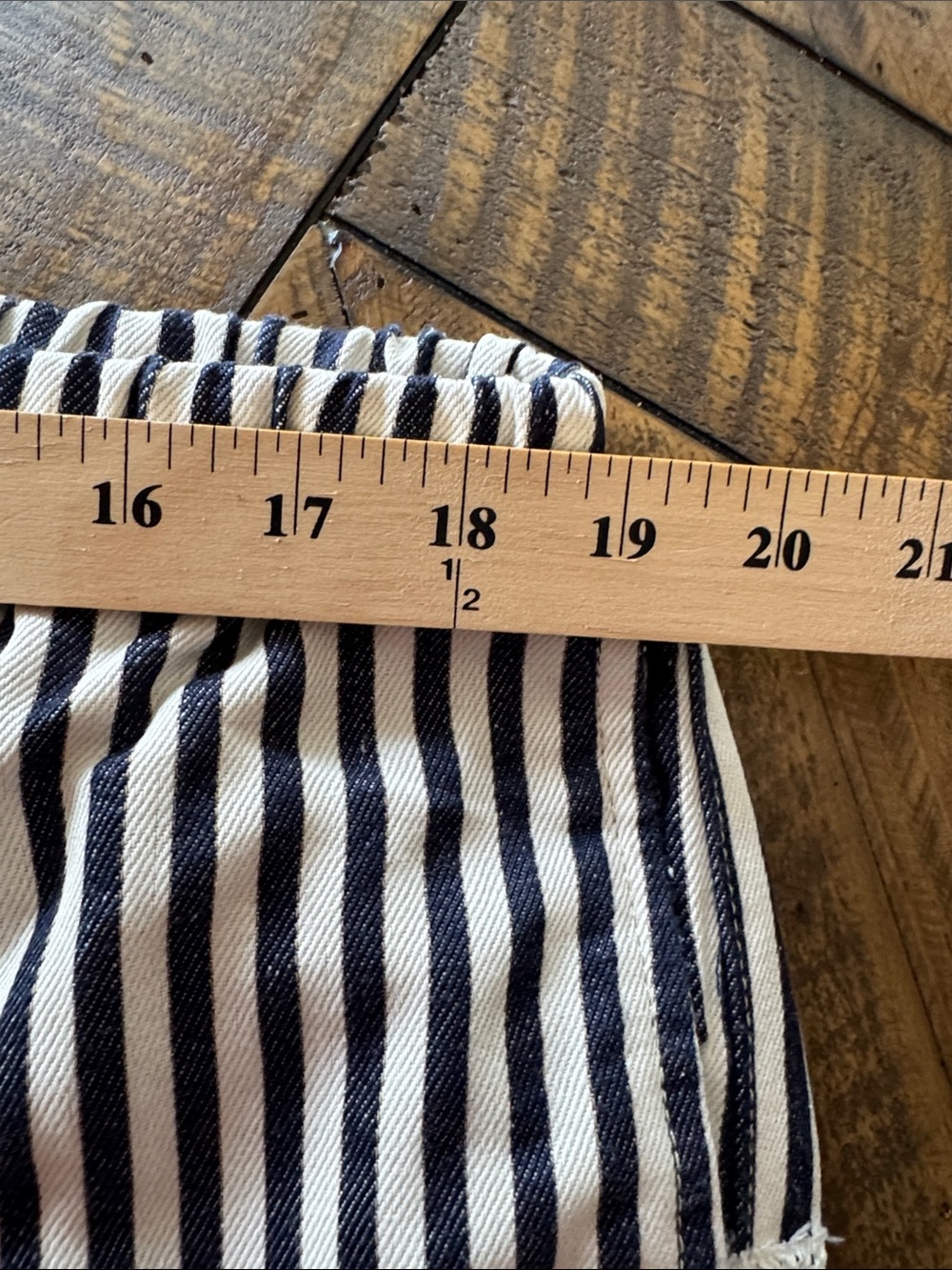 POL Striped Black & White Casual Cotton Capris with Lace Drawstring Sz Lg - Picture 7 of 10